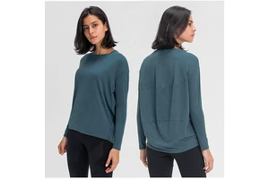 Women Long Sleeve Workout Gym Shirts Loose Fit Yoga Running Athletic Tops Quick Dry Fitness Sports T Shirt