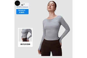 Modal Naked Sensation Breathable Lightweight Yoga Top Pleated Slim-Fit Skin-Friendly Long Sleeve Women's Casual Fitness Workout