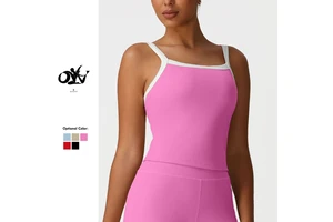 Color Blocking Sleeveless Casual Comfortable Yoga tank Top with Bra Sweat-wicking Quick-drying Breathable Women's Sports Top