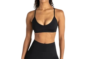 Women's Plus Size Athletic Brassiere Deep V Neck Cross Back O Ring Strap Yoga Gym High Stretch Workout Top Custom Front