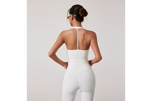 China Factory Breathable V-Neck Fitness Top Beautiful Back Tight Slim Sports Vest Solid Color Gym Yoga Halter Yoga Top for Woman