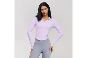 Breathable Long-Sleeve Sports Sweatshirt Top with Stand-Up Collar and Half-Zipper Active Gym Yoga Work Out Running Fitness Wear