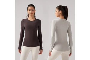 Crew Neck Long Sleeve Women Naked Skin Fitting Fitness T Shirt Breathable Quick Dry Antibacterial Yoga Wear Slim Fit Sports Top