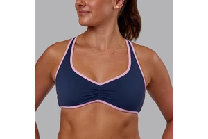 Women's Custom Logo Activewear Sports Bra Cross Back Stretch V-Neck Fitness Crop Top Contrast Color Padded Sexy Plus Size