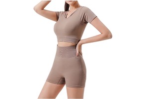 New Arrival Autumn Workout Quick Dry High Quality Gym Sports Fitness Yoga Athletic Top Short Leggings Set for Woman Short Set