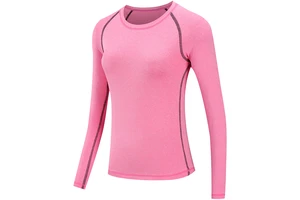 Breathable Lightweight Wholesale Custom Women's Solid Color Sports T-Shirt Polyester High Stretch Yoga Running Long Sleeve