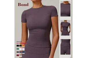 Bond T-shirt Quick Drying Yoga Wear Short Sleeve Gym Top Cover up Outdoor Running Exercise Short Sleeve Women