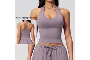 Brushed Yoga Vest V-shaped Tight-fitting Back Sports Women's Underwear Running Exercise Fitness Top Custom LOGO
