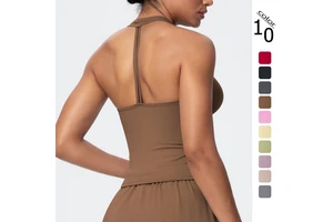 Tops Para Mujeres Women's Yoga Tank Tops V-Neck Breathable Backless Vest Sports Active Training Jogging Wear Brushed Smooth Knit