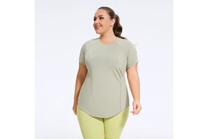 Plus Size Women's Solid T-Shirt Quick-Drying Breathable Slimming Fitness Top for Running Yoga Four-Way Stretch Workout Printed