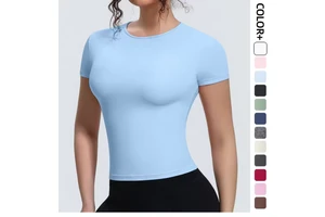 Wholesale Women Short Sleeve Yoga Top Naked Feeling Breathable Fitness Shirt Nylon Spandex Workout T-shirt Sportswear