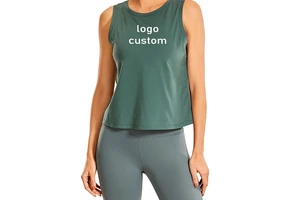 Wholesale Women's Cotton Loose Cropped Yoga Tank Tops Custom Logo Gym Workout Sleeveless Crop Top