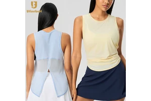 2025 Women's Quick-Drying Tennis Fitness Sports Tank Top Breathable Outdoor Moisture Wicking Cooling Coverup for Running
