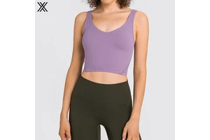 Classic Comfortable Solid Color U Back Sports Vest Fitness Clothes Women Sports Tank Top for Running High-Impact Support Top