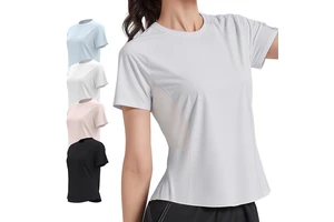 Activewear Sports Fitness Yoga Tops for Women Custom Printed Logo Plain Blank Gym Workout Training Short Sleeve T-shirts