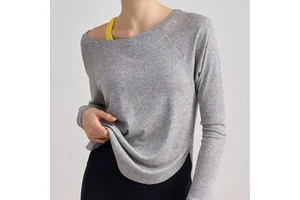 Women's Yoga Top Off-the-Shoulder Long Sleeve Breathable Modal Sports Shirt Casual Activewear Workout Custom OEM Factory