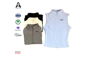 2026 Women's Slim Fit Sport Sleeveless Top Quick Dry Elastic Stand Collar Yoga Fitness Clothing Summer Zipper