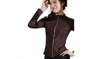 Womens Fitness Outerwear Antistatic Nylon Spandex Moisture-Wicking Running Sports Long-Sleeve Top Pilates Yoga Quick-Drying