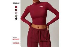 Custom High-Quality Quick-Drying Breathable Long-Sleeved Sportswear Fitness High-Neck Tight Sports Tops Women'S Gym Yoga Clothes