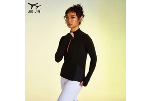 JIEJIN High Quality Blank 100% Polyester Woman Gym Yoga Tops Long Sleeve Tight Workout Shirt