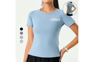 Custom Logo Naked Feeling Women Short Sleeve Yoga T-Shirt Mesh Back Breathable Gym Workout Top Fitness Activewear Clothing