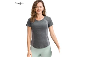 EVELYN Yoga Workout T-Shirt OEM ODM Short Sleeve High Elastic Mesh Quick-Drying Breathable for Adults' Exercise Running Clot