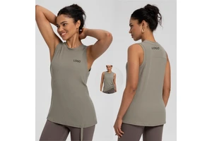 Aoyema Women Lightweight Breathable Vest Solid Casual Sportswear with Drawstring Waist Control Yoga Loose Tank Top for Summer