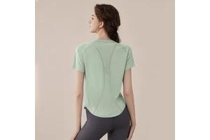 2025 Women's Summer Thin Loose Yoga & Pilates Training Tops Quick-Drying Breathable Mesh Sports Fitness Clothing with Front Logo