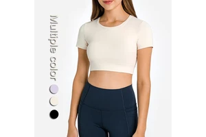 High Quality Plain Womens Slim Fit Gym Fitness Crop Tops Sport Yoga Top Women T-Shirts