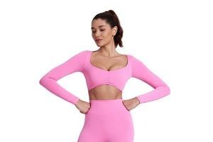 New Seamless Yoga Shirts Crop Top Gym Long Sleeves Shirts for Women Yoga Sports Fitness Gym Clothes Workout Tops