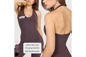 High Quality Women Sports tank Top Breathable Four-Way Stretch Sleeveless Backless Gym Sports Vest Halter V Neck Yoga Tops