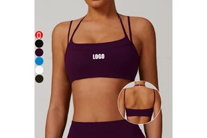 Custom Multiple Shoulders Straps Soft Woman Workout Bras Running Removable Padded Gym Backless Sports Bras