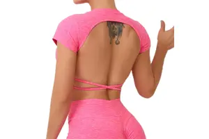 Hot Selling Breathable Yoga Short Sleeved Shirt Women Workout Shirts Athletic Quick Dry Gym Crop Tops