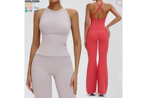 XW-EBX4516-2 Activewear Cross Back Vest Fitness Gym Clothing Custom Workout Outfit Chest Pads Women's Sports Tank Top