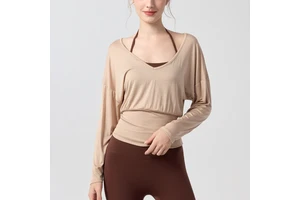 Lazy Style Breathable Yoga Clothes Nine Quarter Sleeve for Pilates Sports Blouse Top T-shirt Outer Wear Loose Fitness Clothes