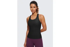 Tank Tops for Women - Padded Athletic Spandex Yoga Shirts with Built in Bra Vest for Women Womens Activewear Basic Tops