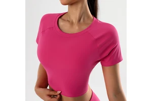 ODM/OEM Plus Size Sports Shirts Quick Dry Round Neck Breathable Crop Tops Fitness Training Yoga Clothing Women T-shirt