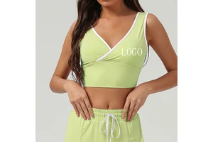 High Quality Women's Cooling Color Blocking V Neck Breathable Beauty Back Slim Quick Dry Sports Yoga Tank Top