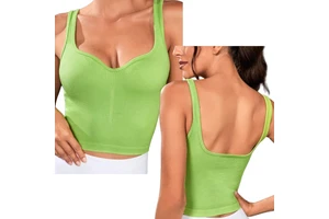 Aoyema Women Sports Wear Quick Dry High Elastic Low Neckline Fitness Shockproof Yoga Stylish Sleeveless V Neck Seamless Tank Top