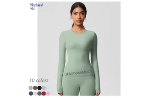 Skelund Custom Skinny Yoga Clothes Leisure Quick-dry Sports Base Layer Long-sleeve Top Outdoor Fitness Wear for Women