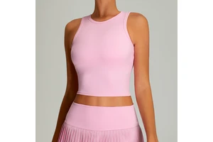 Women's High Impact Running Fitness Soft Round Neck Yoga Crop Tank Top Tennis Bra