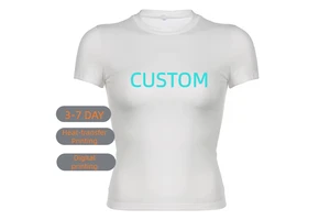 Leisure Women's Round Neck Pullover T-shirt Cotton Solid Short Sleeved Top Ladies Plain Sexy Fitted Thin Blank Shirt for Women