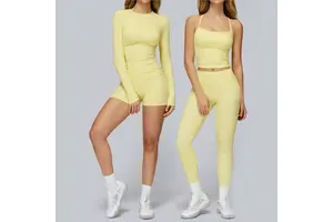 Europe US Women's Quick-Drying Fitness Clothing Winter Outdoor Running Sports Suit Tight Sanding Yoga Set