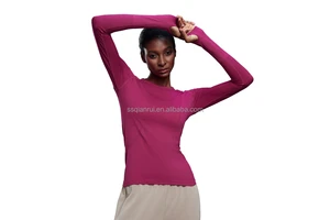 High-Quality Women's Lightweight Yoga Compression Top Round Neck Comfortable Fitness Yoga Suit Outdoor Sports Fitness Suit