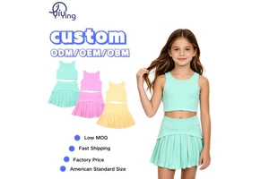 Toddler Girl's Yoga Set 2 PC Set Breathable Comfortable Yoga Dress Workout Outfits Lightweight Crop Tank Tops Skort Athletic Set