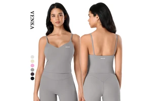 Women Sexy Push up Camisole Beautiful Back Deep V-Neck Sleeveless Top With Chest Pad Thin Straps Custom Fitness Yoga Tank Top