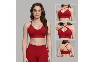 Women's Sportswear Solid-color Seamless Yoga Top with Fitness Stretch Cross Top