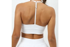 Summer Removeable Thin Straps Backless Pads Fitness Crop Tops Racerback Cool Dry Push up 78% Nylon Sports Yoga Bra for Women
