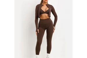 New Arrival Latest Design Women 3 Pcs Yoga Set Solid Front Logo 100% Cotton Breathable Quick Dry High Quality Wholesale