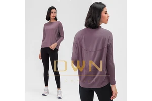 NEW Double Layer Align Loose Long Sleeve Top Women's Breathable Simple T-shirts Training Fitness Yoga Top
